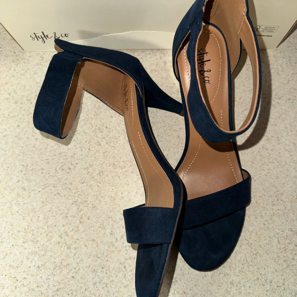 Style & Co. Navy Blue Heeled Sandals - Picture 5 of 7